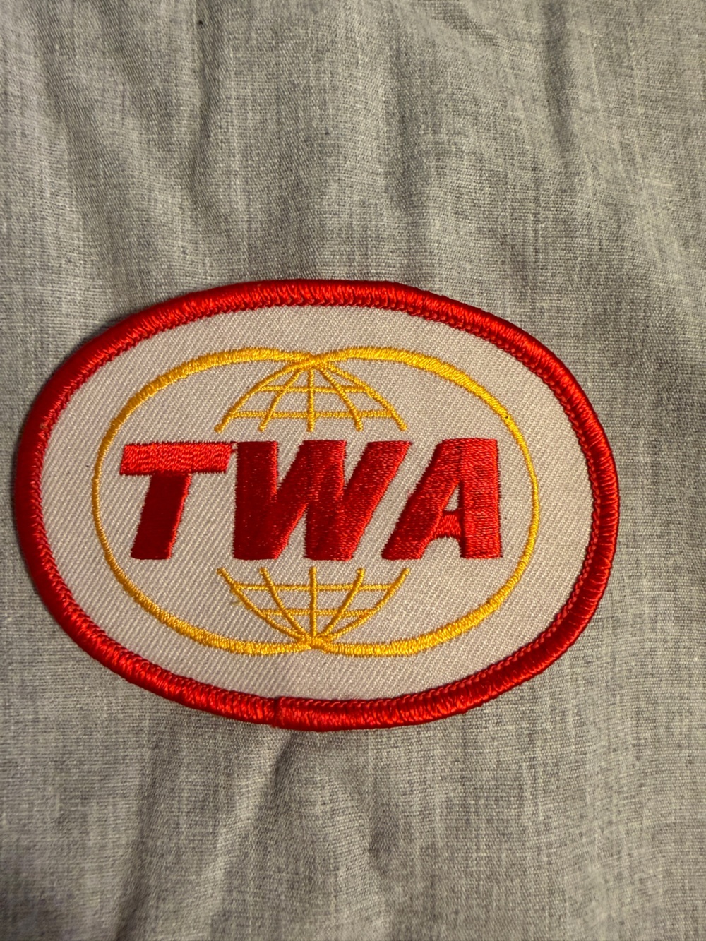 TWA Airlines Red and Gold Oval Patch Embroidered Logo
